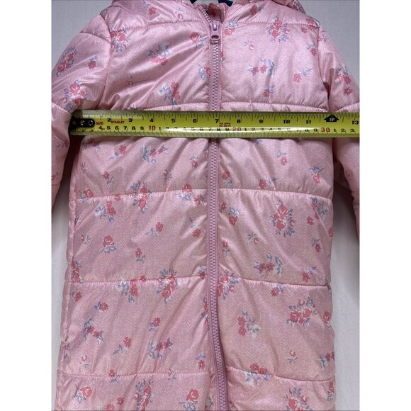 Joe Fresh Snow Suit Baby Toddler Size 18-24 Months Girls Pink One Piece Hooded - Picture 5 of 11